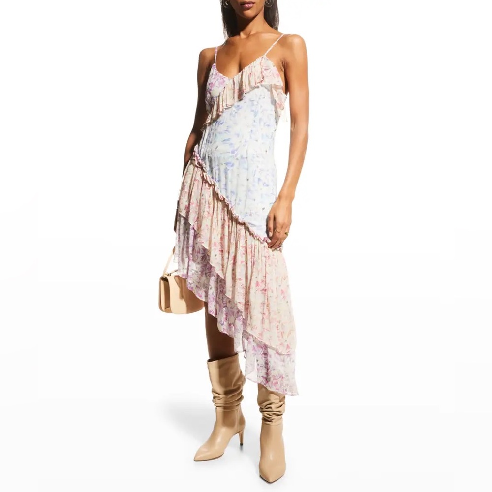 LoveShackFancy Asymmetrical Newport Dress in Sweet Kisses